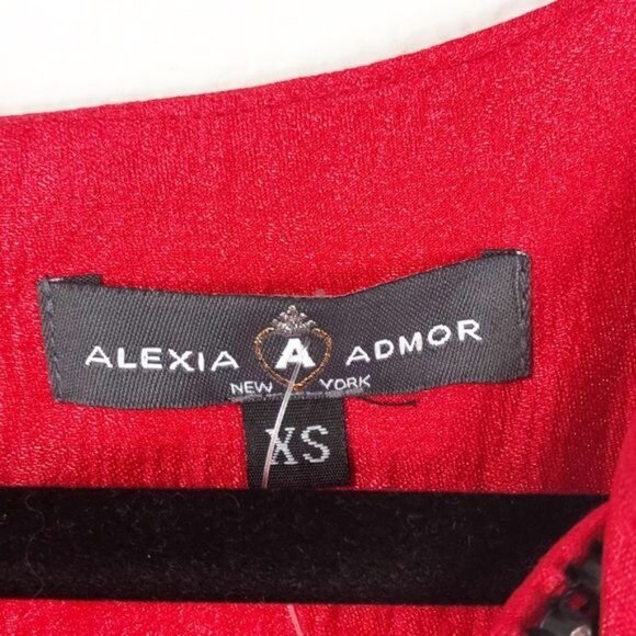 Alexia Admor Red Halter Dress Bead Braid Embellished Neck Sleeveless Size XS NWT - Picture 4 of 7